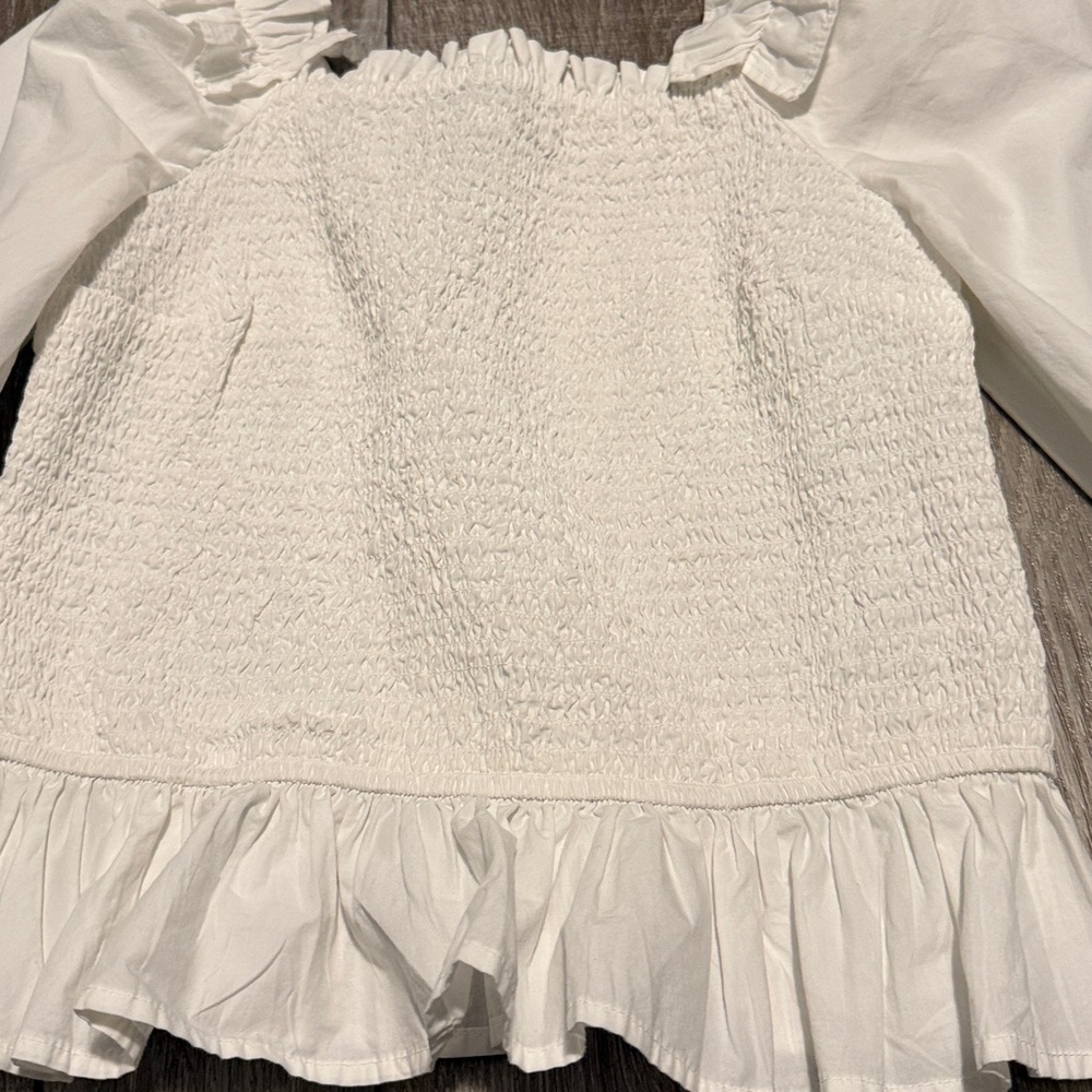 The Drop Women’s Marisol 3/4 Sleeve Ruffle Smock Top - Picture 3 of 5